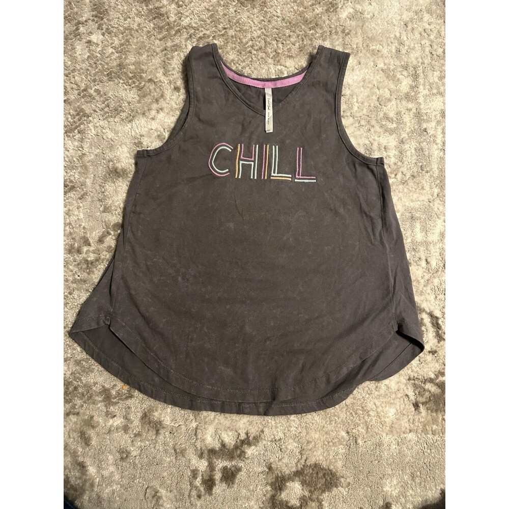 Sweet Soul Girls Tank Top Gray Distressed Embroidered CHILL Girls Large C14